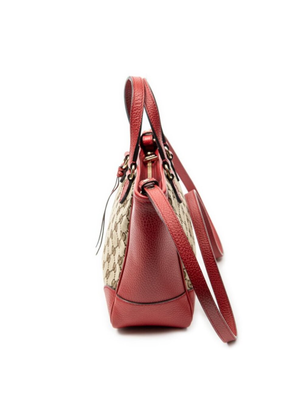 Gucci Small Bree Tote Red Beige GG Canvas - Picture 3 of 10